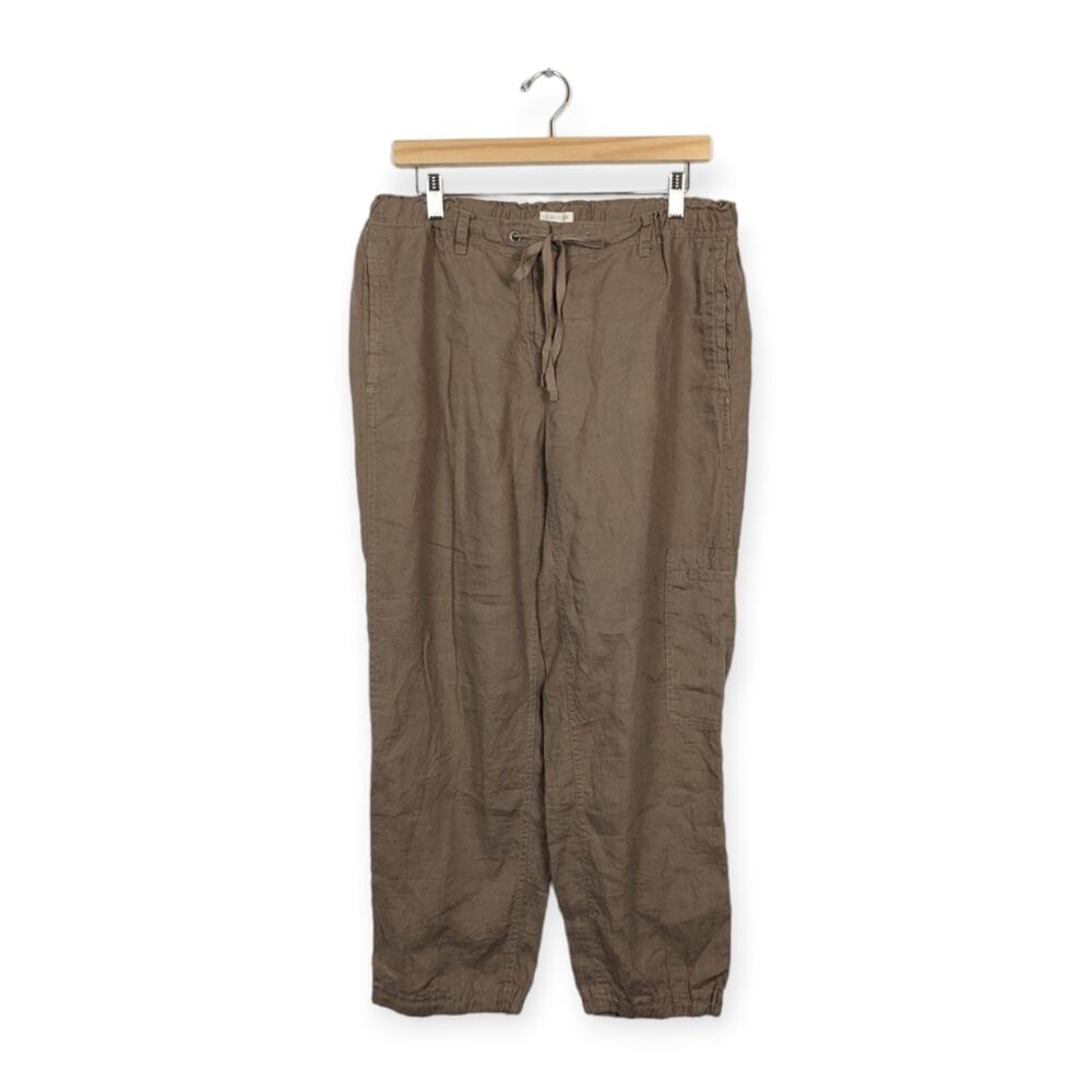 Eileen Fisher Tan 100% Organic Cotton Wide Trouser Lagenlook Pant